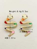 1 Pair Exaggerated Funny Snake Polishing Enamel Plating 304 Stainless Steel 14K Gold Plated Ear Studs main image 2