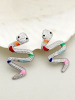 1 Pair Exaggerated Funny Snake Polishing Enamel Plating 304 Stainless Steel 14K Gold Plated Ear Studs main image 4