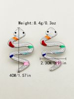 1 Pair Exaggerated Funny Snake Polishing Enamel Plating 304 Stainless Steel 14K Gold Plated Ear Studs main image 3