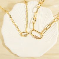 Simple Style Oval Copper 18k Gold Plated Zircon Pendant Necklace In Bulk main image 1