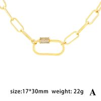 Simple Style Oval Copper 18k Gold Plated Zircon Pendant Necklace In Bulk sku image 2