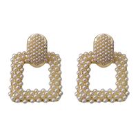 1 Pair Elegant Square Plating Inlay Alloy Pearl Drop Earrings main image 2