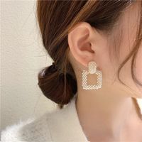 1 Pair Elegant Square Plating Inlay Alloy Pearl Drop Earrings main image 3
