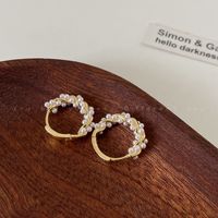 1 Paar Elegant Geometrisch Inlay Kupfer Künstliche Perlen Ohrringe main image 1