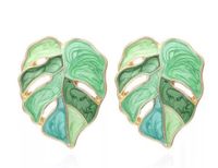 1 Pair Vacation Leaf Plating Inlay Metal Pearl Ear Studs sku image 1