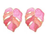 1 Pair Vacation Leaf Plating Inlay Metal Pearl Ear Studs sku image 4