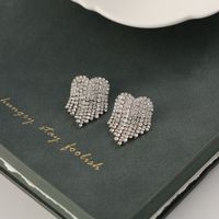 1 Pair Simple Style Heart Shape Inlay Alloy Rhinestones Drop Earrings main image 3