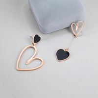 1 Pair Exaggerated Sweet Heart Shape Plating Inlay Stainless Steel Shell Rose Gold Plated Drop Earrings main image 5