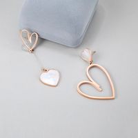 1 Pair Exaggerated Sweet Heart Shape Plating Inlay Stainless Steel Shell Rose Gold Plated Drop Earrings main image 4