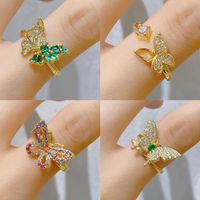 Modern Style Butterfly Copper Plating Inlay Artificial Gemstones Open Rings main image 1