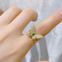 Modern Style Butterfly Copper Plating Inlay Artificial Gemstones Open Rings main image 5