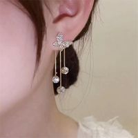 1 Pair Ig Style Korean Style Butterfly Plating Inlay Alloy Zircon Drop Earrings main image 5
