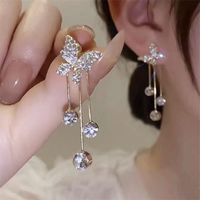 1 Pair Ig Style Korean Style Butterfly Plating Inlay Alloy Zircon Drop Earrings sku image 1