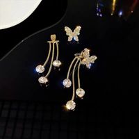 1 Pair Ig Style Korean Style Butterfly Plating Inlay Alloy Zircon Drop Earrings main image 2