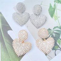 1 Pair Elegant Vintage Style Heart Shape Inlay Alloy Rhinestones Drop Earrings main image 1