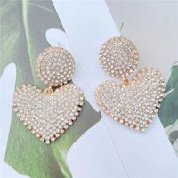 1 Pair Elegant Vintage Style Heart Shape Inlay Alloy Rhinestones Drop Earrings main image 3