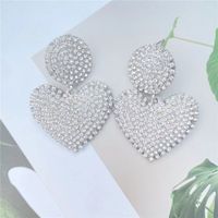 1 Par Elegante Estilo Vintage Forma De Corazón Embutido Aleación Diamantes De Imitación Pendientes De Gota main image 4