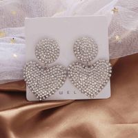 1 Pair Elegant Vintage Style Heart Shape Inlay Alloy Rhinestones Drop Earrings sku image 2