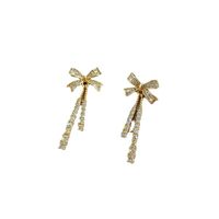 1 Pair Fairy Style Bow Knot Plating Inlay Alloy Zircon Drop Earrings main image 4