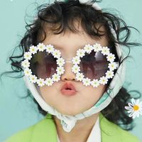 Cute Simple Style Flower Ac Special-shaped Mirror Full Frame Kids Sunglasses main image 5