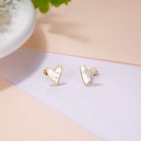 1 Pair Simple Style Heart Shape Plating Inlay Stainless Steel Shell Gold Plated Ear Studs main image 6