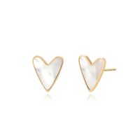 1 Pair Simple Style Heart Shape Plating Inlay Stainless Steel Shell Gold Plated Ear Studs main image 5