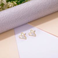 1 Pair Simple Style Heart Shape Plating Inlay Stainless Steel Shell Gold Plated Ear Studs main image 2