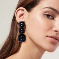 1 Pair Simple Style Geometric Plating Inlay Alloy Resin Drop Earrings main image 4