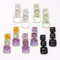 1 Pair Simple Style Geometric Plating Inlay Alloy Resin Drop Earrings main image 1