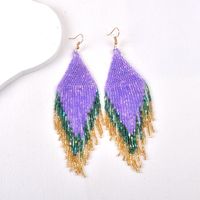 1 Pair Bohemian Geometric Beaded Glass Drop Earrings main image 5