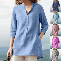 Women's Blouse 3/4 Length Sleeve Blouses Casual Solid Color main image 4