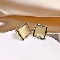 Fashion Round Heart Shape Flower Brass Inlay Artificial Pearls Rhinestones Opal Ear Clips 1 Pair sku image 26