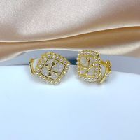 Fashion Round Heart Shape Flower Brass Inlay Artificial Pearls Rhinestones Opal Ear Clips 1 Pair sku image 18