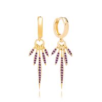 1 Pair Ins Style Geometric Copper Inlay Artificial Gemstones Earrings sku image 6