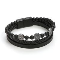 Casual Cool Style Tree Pu Leather Alloy Natural Stone Beaded Magnetic Braid Men'S Bracelets main image 2