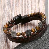 Casual Cool Style Tree Pu Leather Alloy Natural Stone Beaded Magnetic Braid Men'S Bracelets main image 4