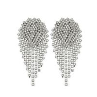 1 Pair Exaggerated Shiny Tassel Inlay Alloy Artificial Diamond Drop Earrings main image 2