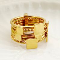 304 Stainless Steel 14K Gold Plated Simple Style Commute Plating Square Solid Color Rings main image 1