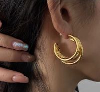 1 Pair Simple Style C Shape Plating Metal Ear Studs sku image 1