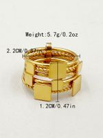304 Stainless Steel 14K Gold Plated Simple Style Commute Plating Square Solid Color Rings main image 2
