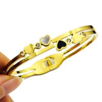 Simple Style Heart Shape Stainless Steel Plating 18k Gold Plated Bangle main image 5