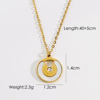 304 Stainless Steel 14K Gold Plated Simple Style Plating Inlay Star Moon Oval Natural Stone Shell Zircon Pendant Necklace sku image 2