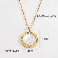 304 Stainless Steel 14K Gold Plated Simple Style Plating Inlay Star Moon Oval Natural Stone Shell Zircon Pendant Necklace sku image 6