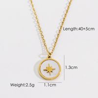 304 Stainless Steel 14K Gold Plated Simple Style Plating Inlay Star Moon Oval Natural Stone Shell Zircon Pendant Necklace sku image 5