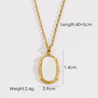 304 Stainless Steel 14K Gold Plated Simple Style Plating Inlay Star Moon Oval Natural Stone Shell Zircon Pendant Necklace sku image 7