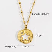 304 Stainless Steel 14K Gold Plated Simple Style Plating Inlay Star Moon Oval Natural Stone Shell Zircon Pendant Necklace sku image 3