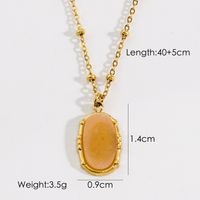 304 Stainless Steel 14K Gold Plated Simple Style Plating Inlay Star Moon Oval Natural Stone Shell Zircon Pendant Necklace sku image 8