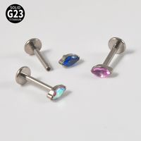 Classic Style Colorful Water Droplets G23 Titanium Inlay Opal Zircon Lip Stud Ear Studs main image 5