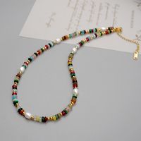 Retro Geometric Artificial Crystal Freshwater Pearl Beaded Women's Bracelets Necklace sku image 2