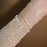 Einfacher Stil Geometrisch Vergoldet Künstliche Perle Süßwasserperle Titan Stahl Großhandel Armbänder Halskette main image 2